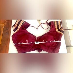 Maroon checkered cotton blouse - 32” -34”bust